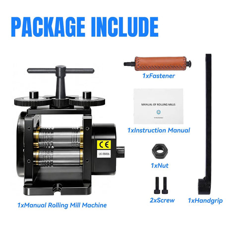 Manual Jewelry Rolling Mill Machine With 90mm Flat Rollers And 4 To 1 Gear Ratio For DIY Jewelry Making And Metalworking.