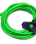 Heavy Duty 10 Gauge Extension Cord 50 Feet Indoor Outdoor With Three Outlets And Lighted Ends Triple Tap Power Cord For Big Tools Appliances And Outdoor Gear 1875 Watt Green coiled