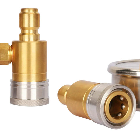 Pro Grade Pressure Washer Gauge Kit With Three Eighths Inch Quick Connect Glycerin Filled Dial 0-5000 PSI Brass Quick Connector