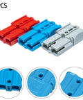 Super Heavy Duty Forty Amp Two Pole Electro Forklift Battery Terminal Connector Fast Quick Connect Plug For Stackers And Electric Vehicles Safe High Current Six Hundred Volts Red Blue Gray Durable Reliable 2 Pack