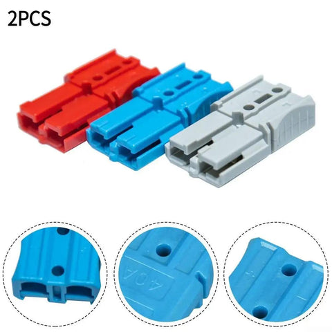Super Heavy Duty Forty Amp Two Pole Electro Forklift Battery Terminal Connector Fast Quick Connect Plug For Stackers And Electric Vehicles Safe High Current Six Hundred Volts Red Blue Gray Durable Reliable 2 Pack