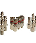 Beefy 12 Piece Air Hose Fitting Kit With 1/4 Inch NPT Quick Disconnects, Heavy Duty Brass And Steel Finish, Industrial And Acme Interchange Compatible