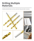 Get The Job Done With These 5Pc Cobalt Hss Drill Bits For Stainless Steel And Tough Alloys Featuring A Hot Split Tip For Precision Work Without Walking Or Breaking. 5pc cobalt HSS drill bits for metal, shown drilling stainless steel and rebar