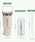 Double Wall Portable Breastmilk Cooler With Thirty Oz Capacity Keeps Fresh Nursing Storage Ice Cold For Twenty Hours Straight showing tumbler, storage container, and straw.