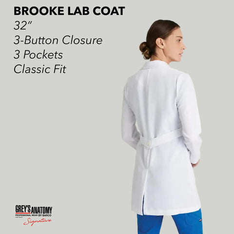 White Women's 3 Pocket Lab Coat 32 Inch 3X Large with soft touch fabric, rear view showcasing tailored shoulder lines.