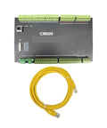 3/4/6 Axis Ethernet CNC Motion Control Card For CM300 CM400 CM600, DC 24V shown with yellow Ethernet cable