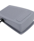 Top Shelf Foot Controller Pedal For Home Sewing Machines With Attached Cord Dead Even Speed Control Compatible With Eversewn Singer Huskystar Models Ironclad Replacement Piece, gray foot pedal from a side angle.