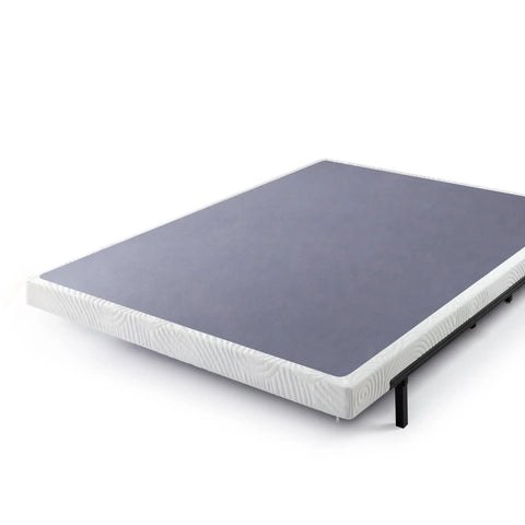 Full Size Metal Box Spring With 4 Inch Mattress Foundation Backed By Heavy Duty Steel Core And Tightly Aligned Wood Slats for bed setup