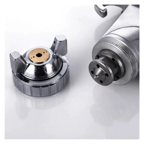 Close-up of Professional Grade Air Spray Gun With 3.0Mm Nozzle parts, including nozzle and air cap, showing detail for reliable painting.