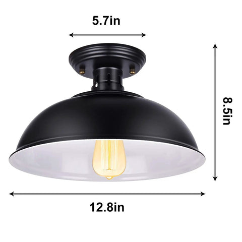 Farmhouse Black Semi Flush Mount Ceiling Light Fixture 2 Pack Industrial Style Indoor Lighting dimensions diagram