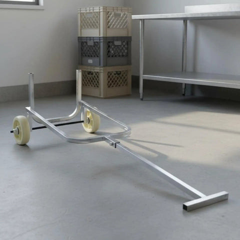 Two Wheel Gas Cylinder Hand Truck With Control Bar For Easy Tank Transport And Stable Positioning Pro Grade Tubular Steel Material Handling Cart With Rolling Wheels For Quick Lifts At The Job Site, silver frame