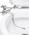 Side Mounted Manual Bidet Attachment With Adjustable Sprayer And Water Pressure, Ultra Thin Profile Toilet Seat Add On, Chrome Finish