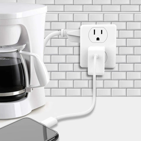 Outlet Extender Turn Two Outlets Into Six With This Space Saving 6 Outlet Wall Tap, 3 Prong Plug Adapter, White, 2 Pack, Perfect for Cruise Ship Cabins, Dorms, Home Office And Laptops