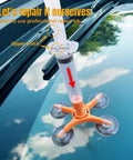 Windshield Repair Kit With High Penetration Resin And Pressure Syringes in use on windshield, showing suction cup application.