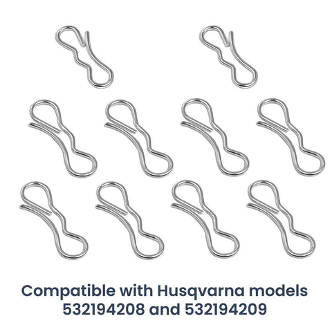 Deck Clip Set Go To Bow Tie Lock Cotter Pins Kit includes 8 of 194209 pins and 2 of 194208 pins, silver for mowers