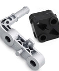 Upgrade Your Ride With This Durable Reinforced Rear Exhaust Muffler Hanger Support Bracket Kit For Ram 1500 Including 3.0L And 5.7L Models Featuring Heavy Duty Steel Build Plus Rubber Isolators To Cut Vibration For Peak Performance. Silver steel exhaust muffler hanger bracket and rubber isolator kit