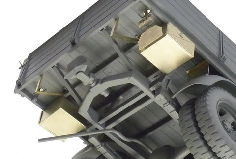 Underside view of One Thirty Fifth Scale Three Ton 42 Cargo Truck Model Kit with photo etched parts and realistic detailing.