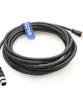 Coiled Industrial M12 A-Coded 8 Pin Male To Male Connector Extension Cable for sensors and robotics gear, black, 5m length.