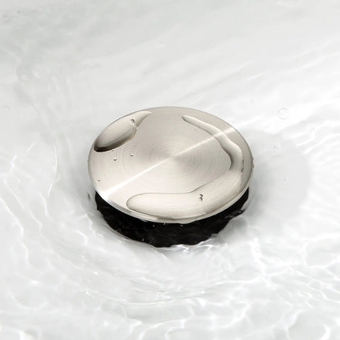 Pop Up Bathroom Sink Drain With Overflow For Vessel Sinks, Push Type Stopper, Brushed Nickel Vanity Assembly With Strainer