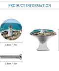 Lighthouse 1.1 Inch Cabinet Knobs Set of 2, Stainless Steel Aluminum Alloy Drawer Pulls with lighthouse design, dimensions shown
