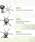 Installation steps for Beefy Steel Wire Grass Trimmer Head Replacement For Lawn Mowers Universal Brush Cutter With Six Blades 6 Inch