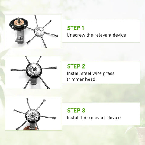 Installation steps for Beefy Steel Wire Grass Trimmer Head Replacement For Lawn Mowers Universal Brush Cutter With Six Blades 6 Inch