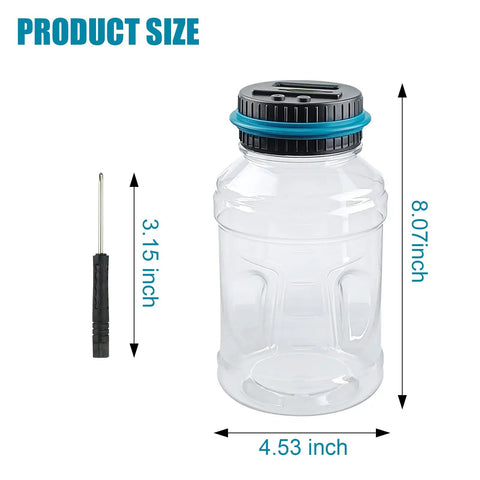 Digital Coin Jar For Saving Cash And Stashing Change, 1.8L Large Piggy Bank With LCD Counter Counts 800-1000 US Coins, Includes Screwdriver