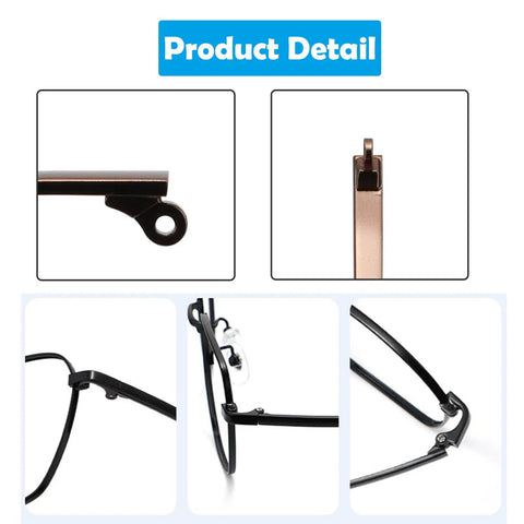 Heavy Duty Metal Glasses Replacement Temples With Screws Universal Eyeglass Arms For DIY Repair close-up of black alloy build details.