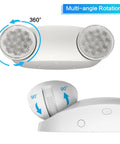 12 Pack LED Emergency Light Fixtures Boasting Rock Solid Battery Backup And Iconic Bug Eye Lenses showing 360° rotation mechanism and angle adjustment.
