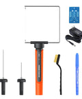 Rongter Fast Heating Electric Hot Wire Foam Cutter Tool Styrofoam Model Maker 2 Inch And 4 Inch Tips with accessories in orange color.