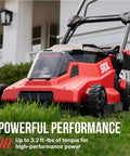 Top Shelf 40V Brushless Self Propelled Lawn Mower With 20 Inch Cutting Deck And Smart Caddy Storage showcasing powerful performance in grass.