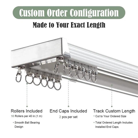 Heavy-Duty Double Curtain Track System With Conjoined Design In White Aluminum Rail For Independent Sheer And Drapery Operation Smooth Glide Ultra-Strong Build Easy Install Quiet Performance And Flexible Light Control custom length track with rollers and end caps