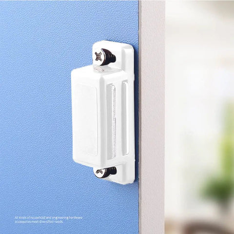 Magnetic Cabinet Catches and Hidden Door Stops for Closets and Cupboards Easy Install No Brainer Strong Stainless Steel Door Latches shown in use