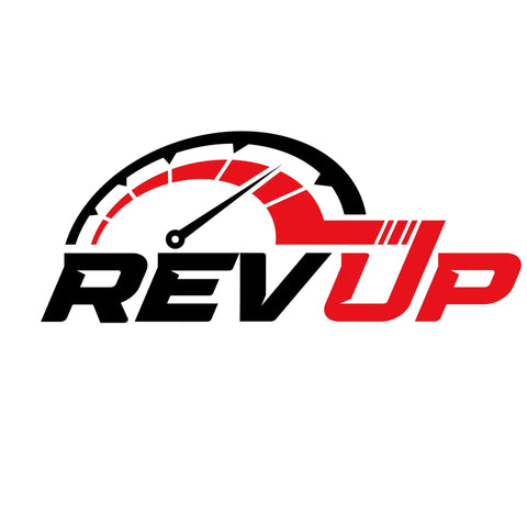 REVJUP logo with speedometer graphic on white background