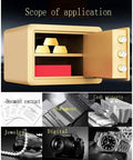 Badass Full Steel Waterproof Security Cabinet Hella Fireproof Anti Theft Deposit Chest Coffee Gold with documents and valuables inside.