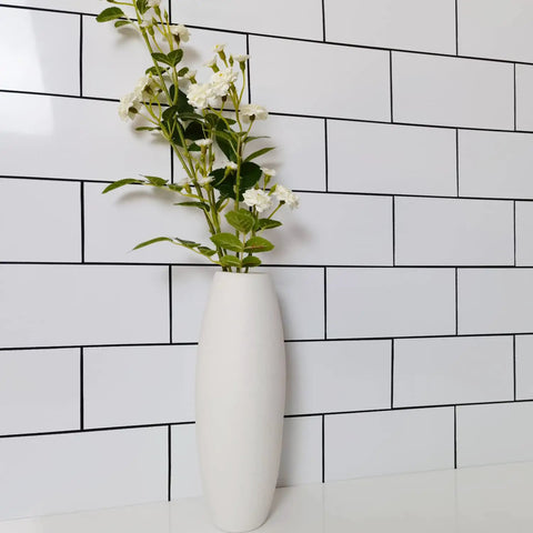100 Piece Polished White PVC Peel And Stick Backsplash Tiles 3x6 Inch Waterproof Subway Style For Kitchen