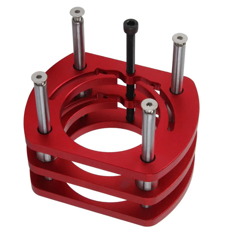 Heavy Duty Aluminum Router Lifter System With 2.008 Inch Lift Crank Handle 4 Jaw Clamp For Small Trimming Machines DIY Woodworking Router Table Upgrade For Precise Cuts, red aluminum base