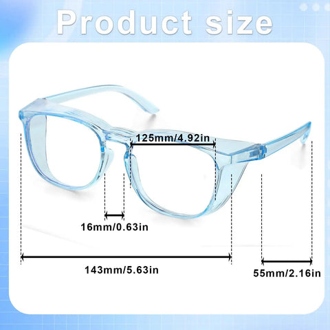 Women Anti Fog Safety Glasses Featuring Crystal Clear Protective Vision And Scratch Resistant Shields Built For Outdoor Cycling And Daily Tasks Delivers Zero Haze Clarity and measurements shown.