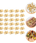 Mini Copper Hinges For Wooden Boxes 30 PCS 8X10MM displayed in gold-tone with close-up of usage in craft and jewelry boxes