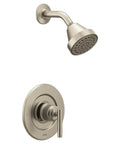 Gibson Brushed Nickel Eco-Performance Modern Shower Trim With Showerhead And Lever Handle No Sweat Install Posi-Temp Valve Required, T2902EPBN