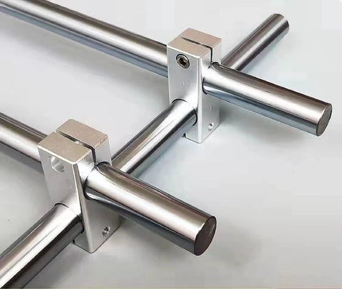 Two Piece Aluminum Alloy Linear Motion Rail Guide Cross Type Connector For 16x16mm Shaft With Pro Grade Precision installed on rods