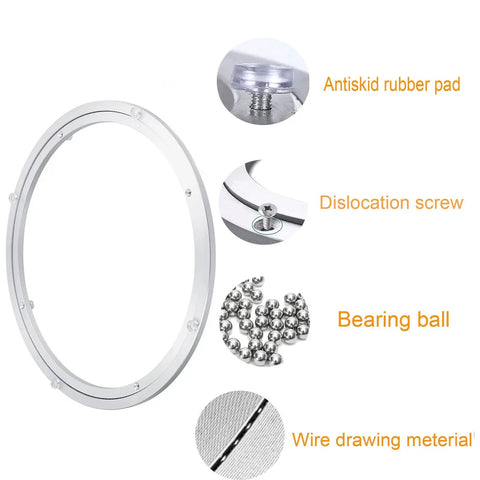 Heavy Duty 360 Degree Rotating Swivel Plate with Quiet Aluminum Alloy Base, detail view of parts and materials