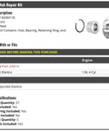 Plug And Play Front Wheel Hub Bearing Repair Kit For 2012 Through 2015 Hyundai Elantra 1.8L 4 Cylinder details and specifications