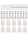 Heavy Duty Plasma Cutter Consumable Kit With Nozzle Electrode Tip And Cup For Pt-31 Cut40 And Cut50 Machines showing 61 pcs of components.