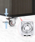 Smooth Ride One Inch Caster Set Packs Two Swivel Casters With Locking Pads and Self Tapping Screws for No Sweat Setup and Quiet Glide on light home furniture, showing locking mechanism.