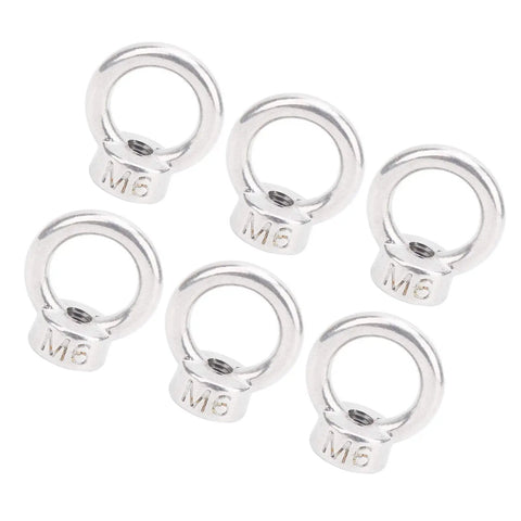 Beefed Up Heavy Duty Lifting Eye Nut Set M6 Stainless Steel 304 Eye Bolts With Full Threads For Cable Rope Hoisting And Lifting Applications 10 Pieces Industrial Hardware Kit, six rings