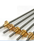 Beefed Up Lead Screw For 3D Printer With Copper Nut, 304 Stainless Steel Trapezoidal Thread, various lengths and leads