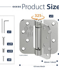 3 Pack 4 Inch Self Closing Door Hinges With 5/8 Inch Radius Corners In Brushed Nickel, Easy Install With Stainless Steel Mounting Screws For Kitchens Bathrooms Garages Offices And Interior Doors, size diagram
