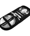Outdoor Camping Mess Kit For Two With Stainless Steel Forks Spoons Knives Plates And Food Clip In A Compact Zipper Case