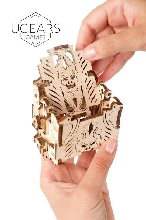 Modular Dice Tower Wood Laser Cut Do It Yourself Self Assembling Kit For Board Games Great For Game Night Easy Roller And Durable Game Accessory That Elevates Any Tabletop Session, wooden modular dice tower held in hands